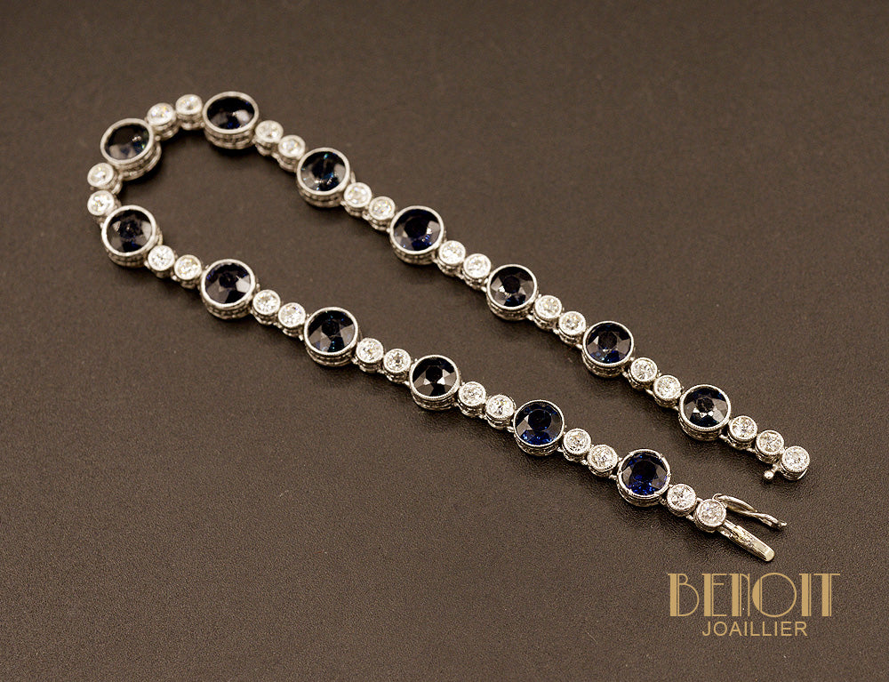 Bracelet Art Déco Saphirs et Diamants - Image 2