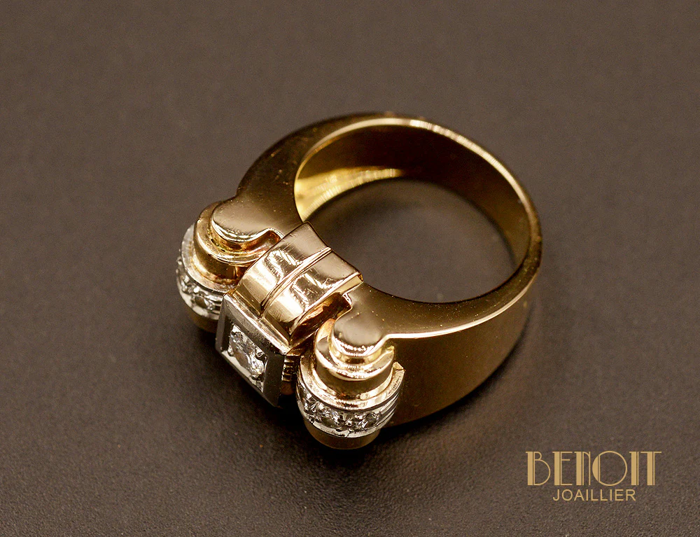 Bague Tank Or Rose et Diamants - Image 4