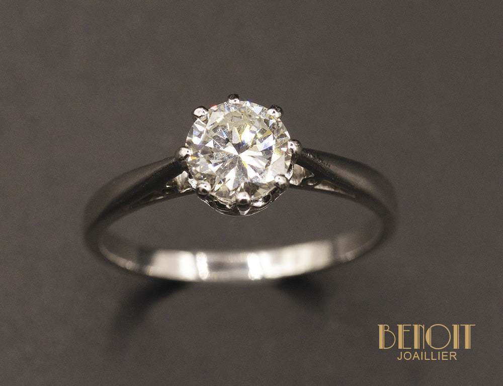 Solitaire Art Déco Or Blanc Diamant 0,70ct - Image 2