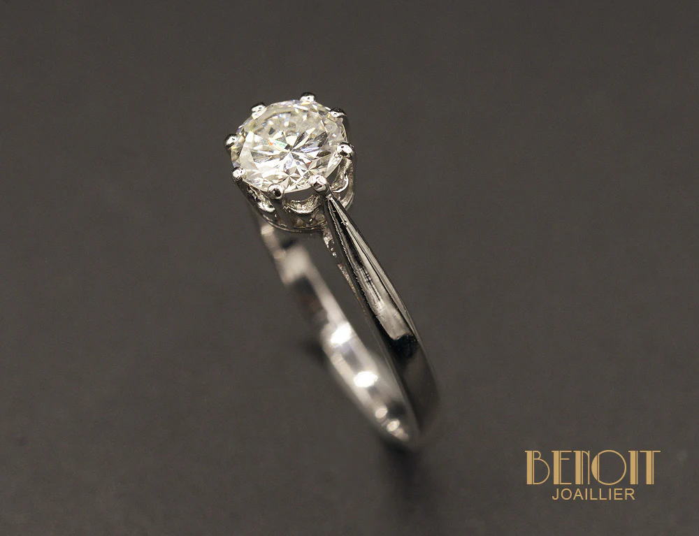 Solitaire Art Déco Or Blanc Diamant 0,70ct - Image 3