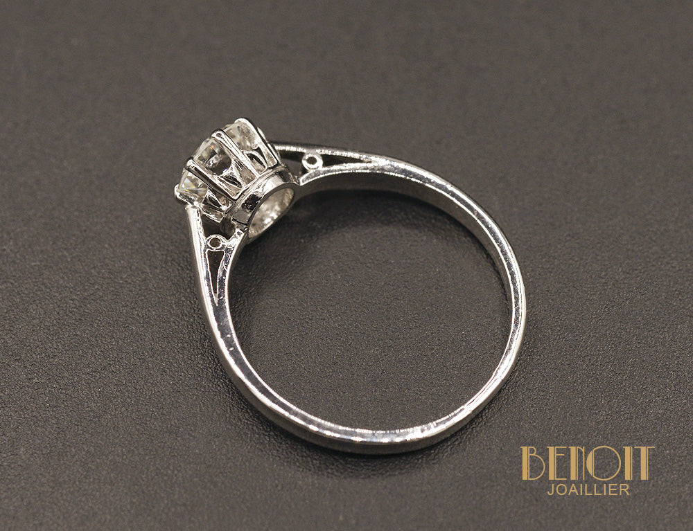 Solitaire Art Déco Or Blanc Diamant 0,70ct - Image 4