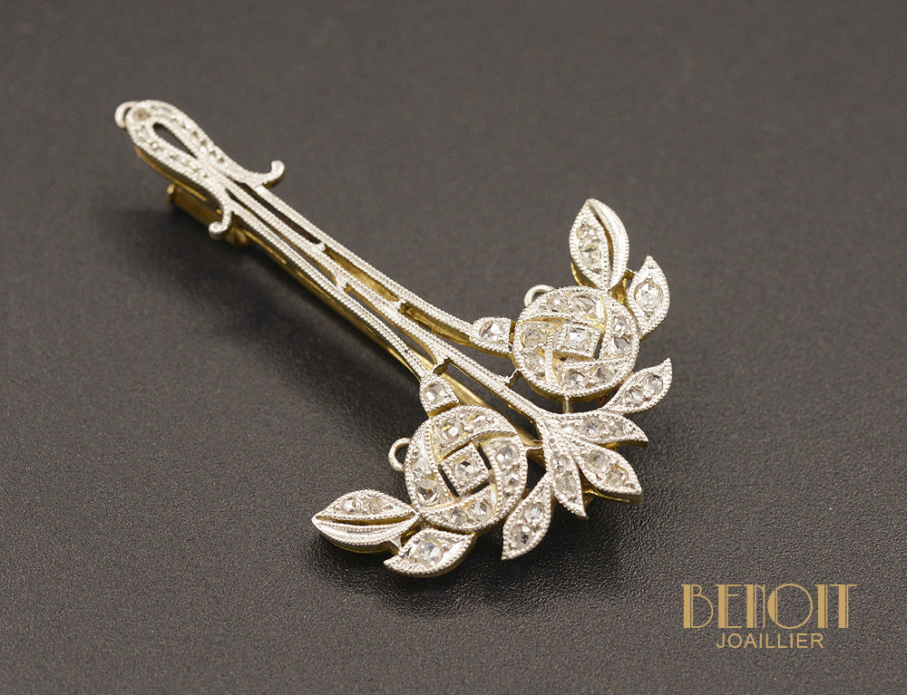 Broche Pendentif Bouquet de roses Diamants