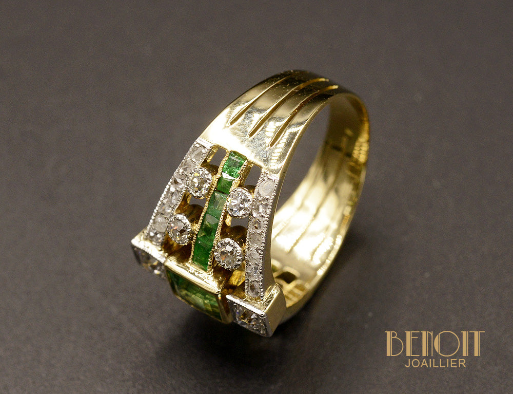 Bague Bandeau Émeraudes et Diamants - Image 4