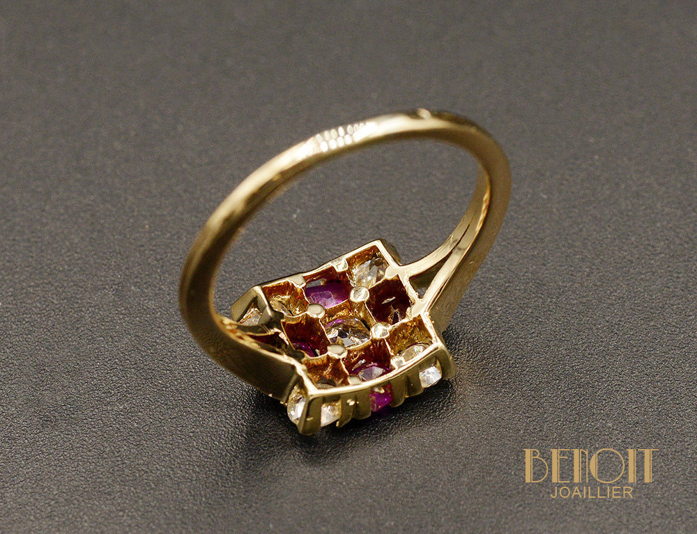 Bague Damier Diamants et Rubis - Image 4