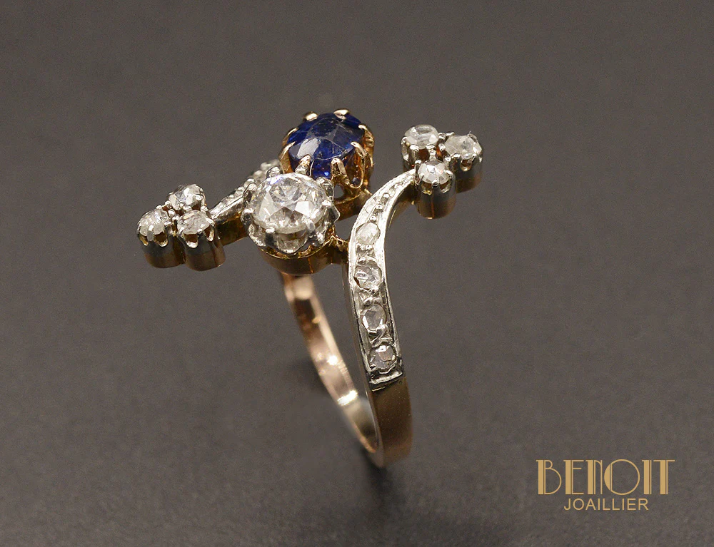 Bague 1900 Saphir et Diamants - Image 3