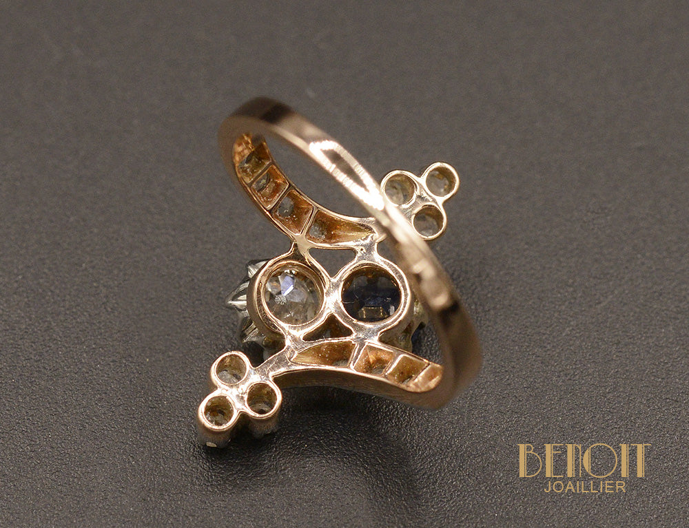 Bague 1900 Saphir et Diamants - Image 4