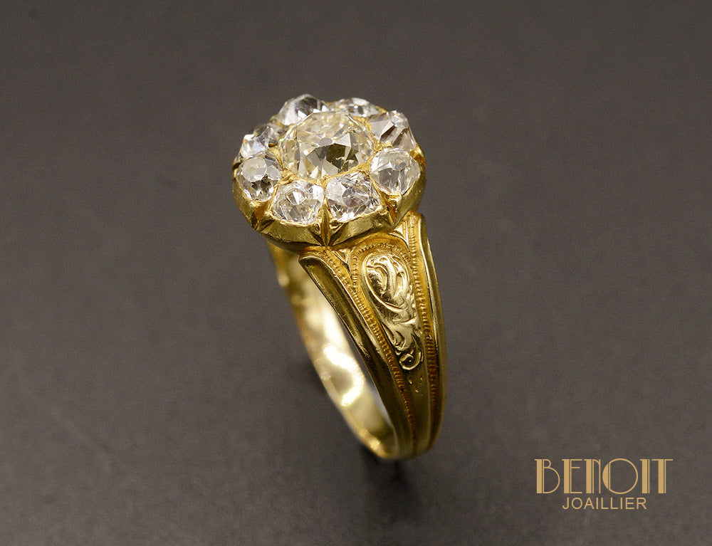 Bague ancienne Marguerite Diamants - Image 3