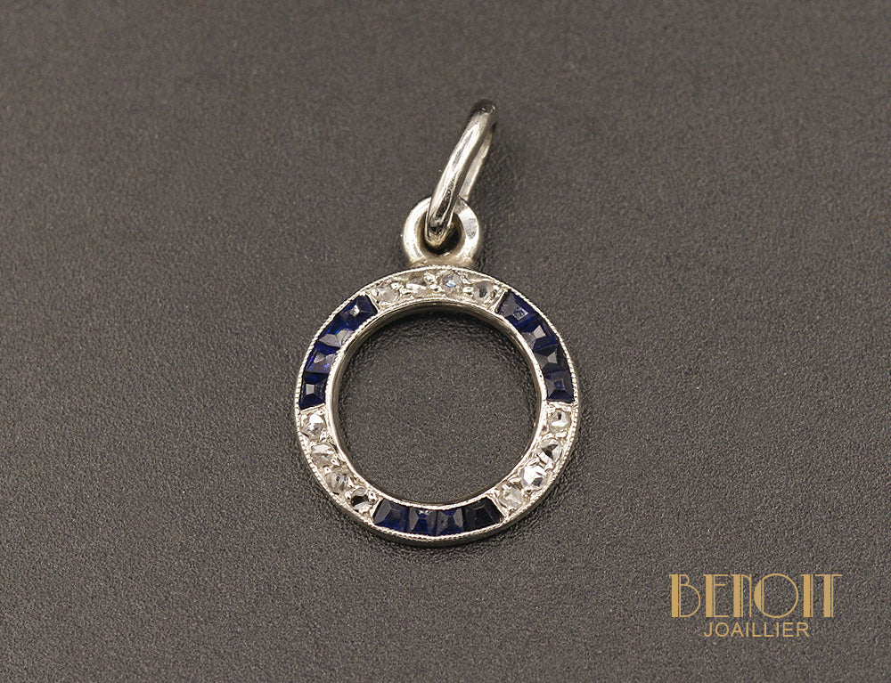 Pendentif Art Déco Diamants et Saphirs