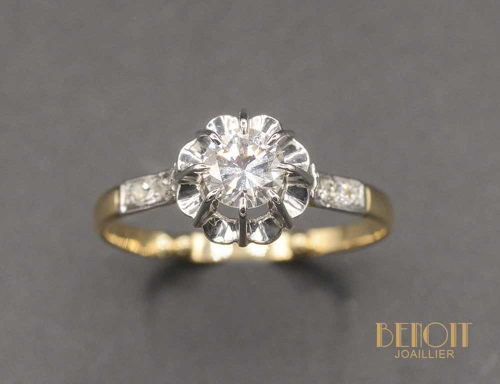 Solitaire Diamant en Or Rose et Blanc - Image 2