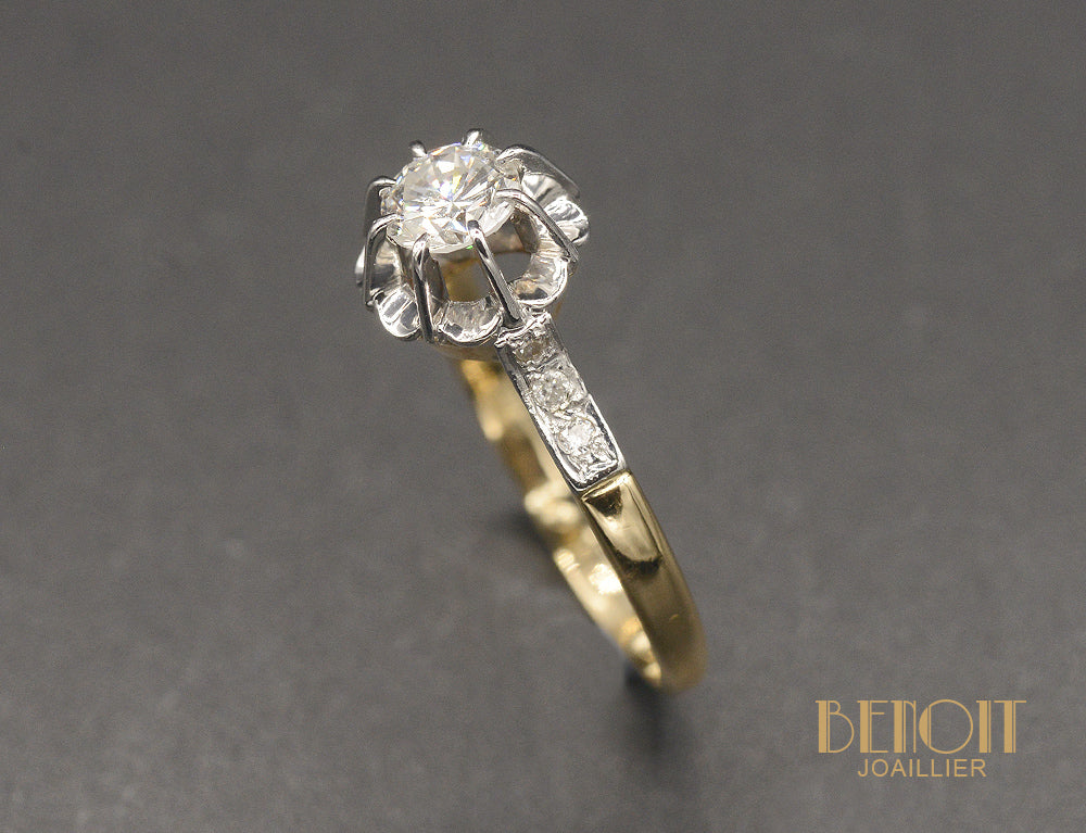 Solitaire Diamant en Or Rose et Blanc - Image 3