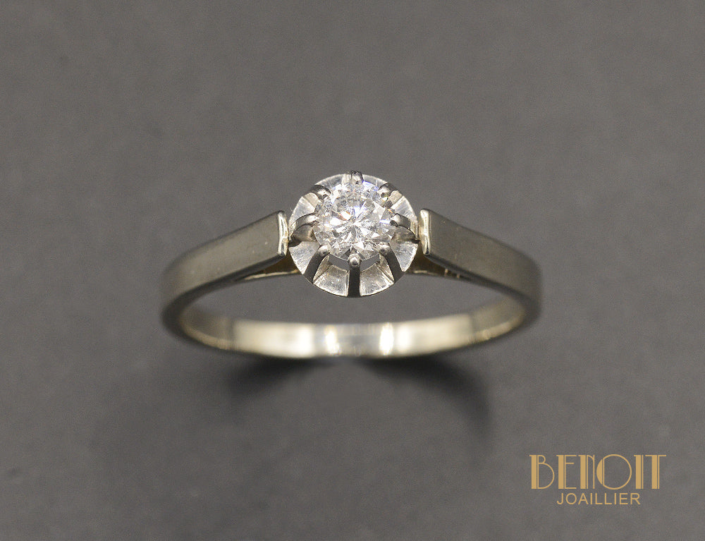 Solitaire Or et Platine Diamant ~0.23ct - Image 2
