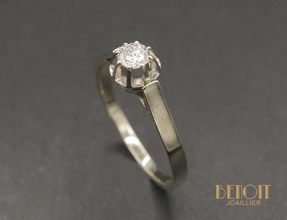 Solitaire Or et Platine Diamant ~0.23ct - Image 3
