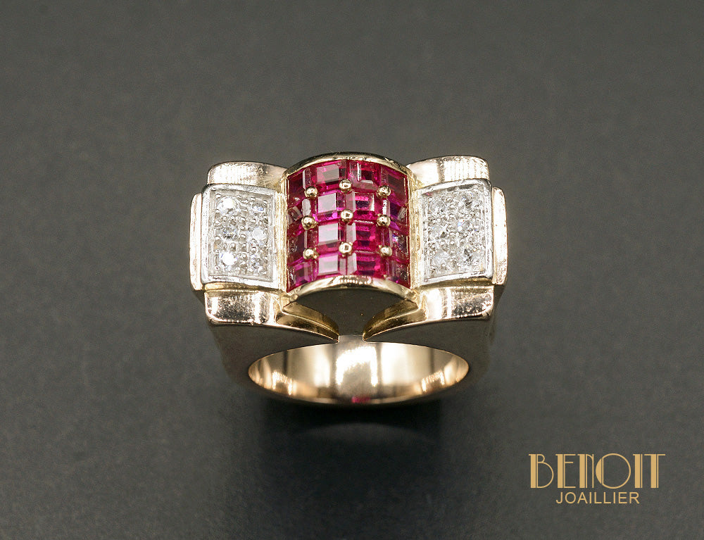 Bague Tank Rubis et Diamants - Image 2