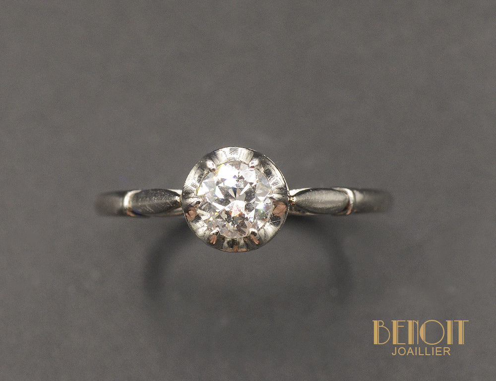 Solitaire Or blanc Diamant taille Ancienne - Image 2