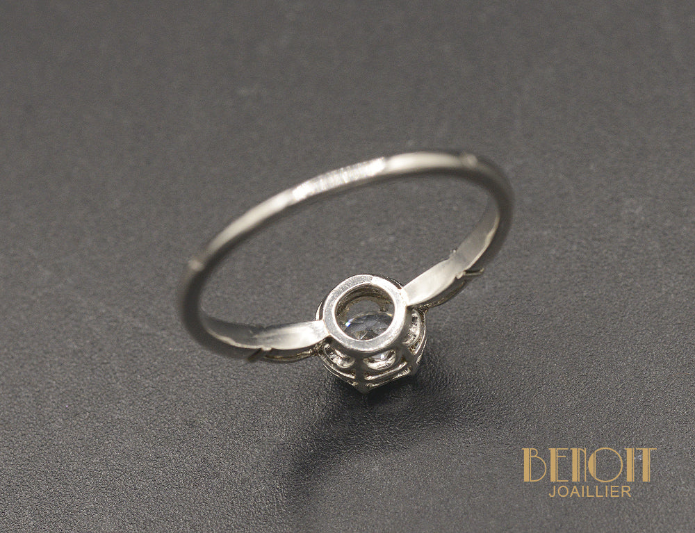 Solitaire Or blanc Diamant taille Ancienne - Image 4