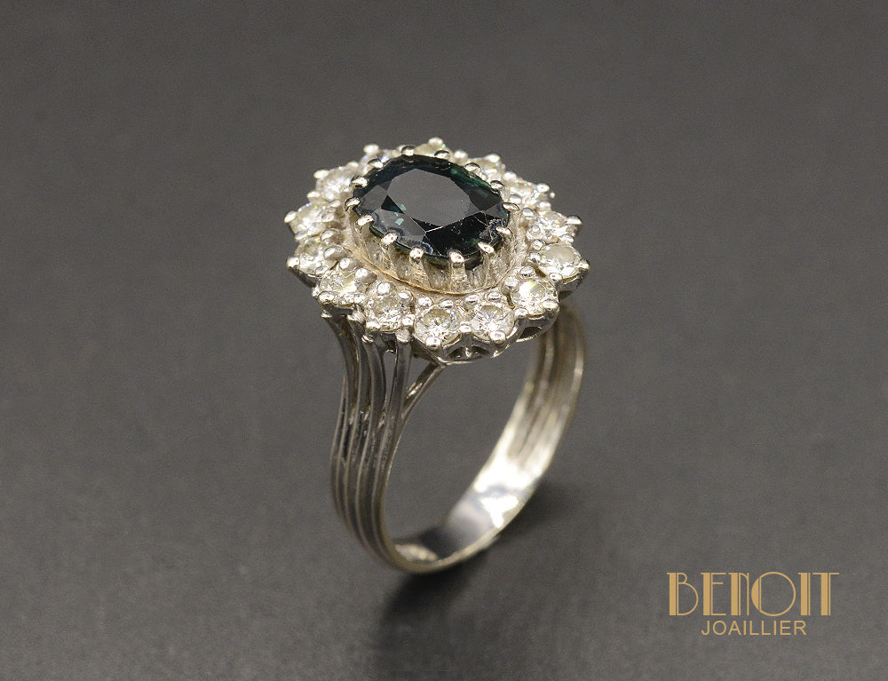 Bague Pompadour Saphir et Diamants