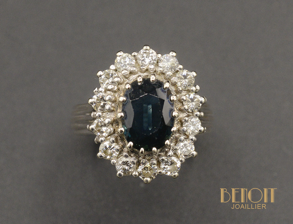 Bague Pompadour Saphir et Diamants - Image 2