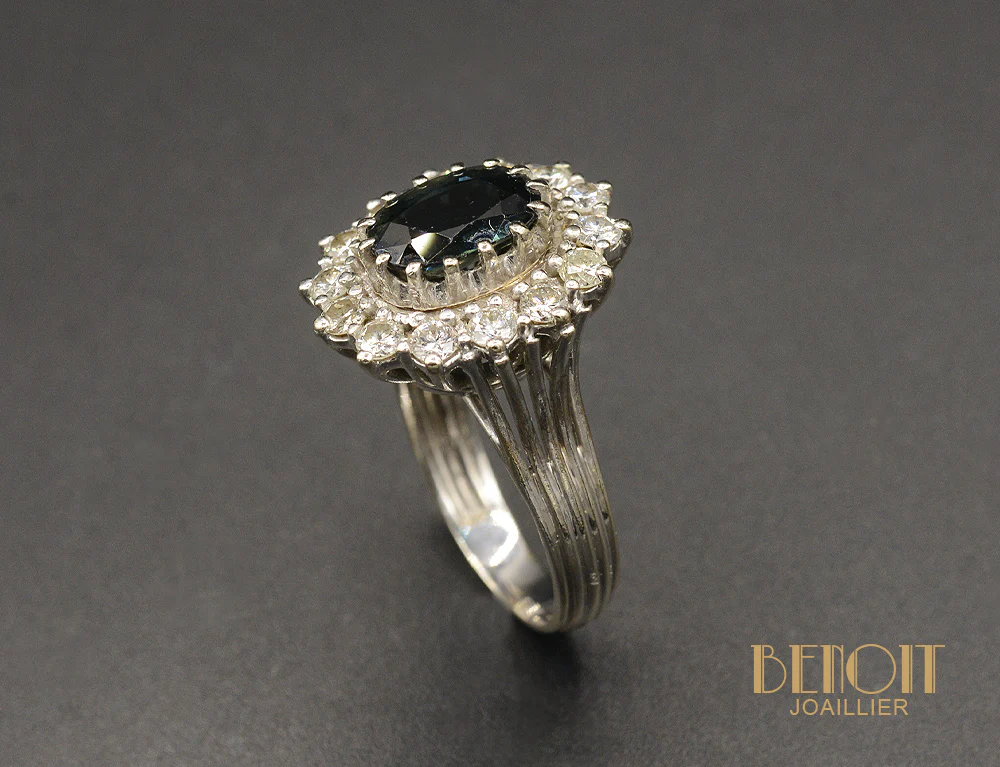 Bague Pompadour Saphir et Diamants - Image 3