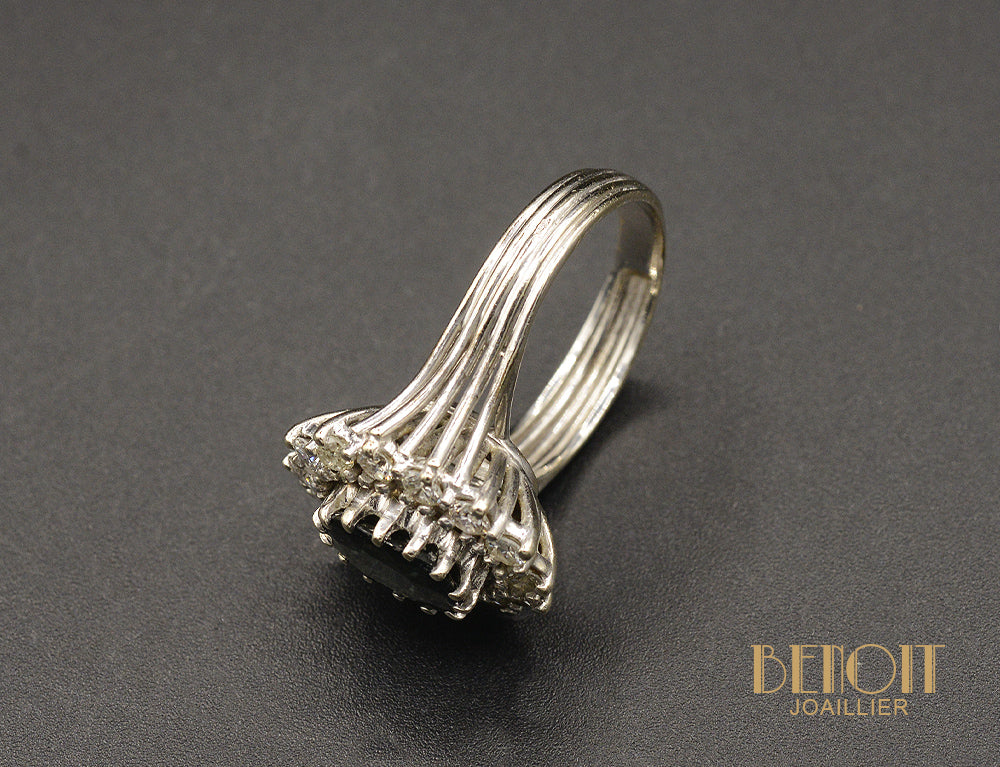 Bague Pompadour Saphir et Diamants - Image 4