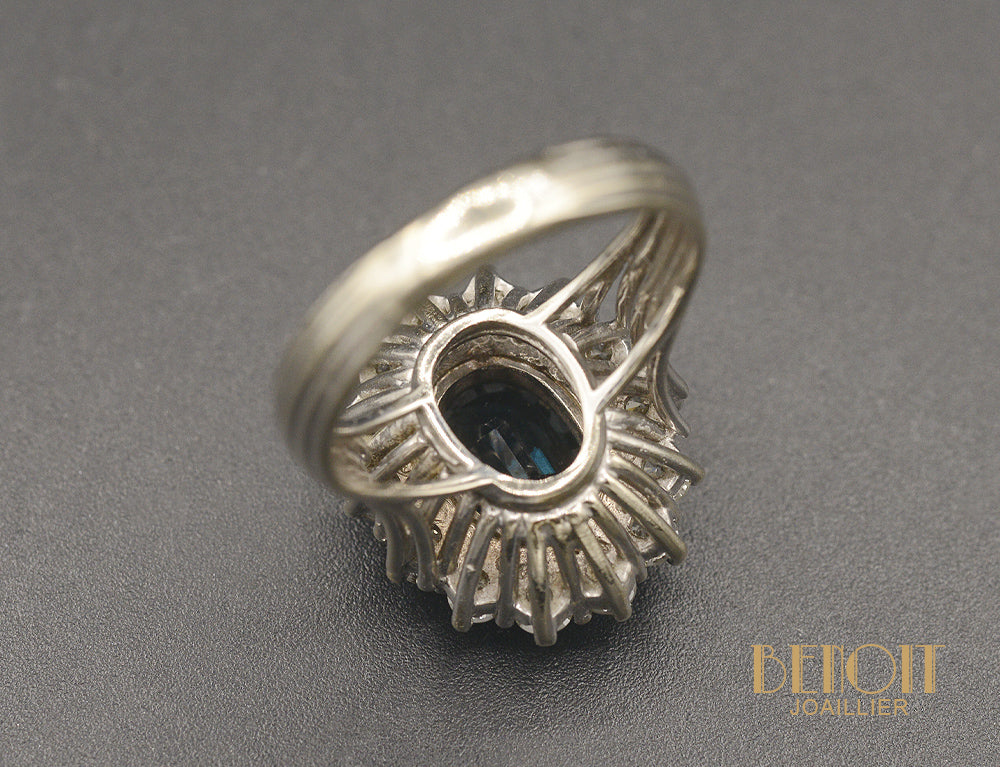Bague Pompadour Saphir et Diamants - Image 5