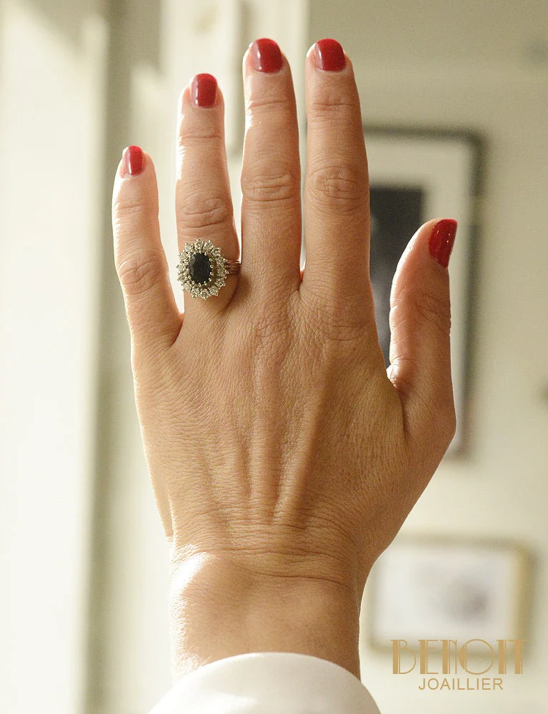 Bague Pompadour Saphir et Diamants - Image 6