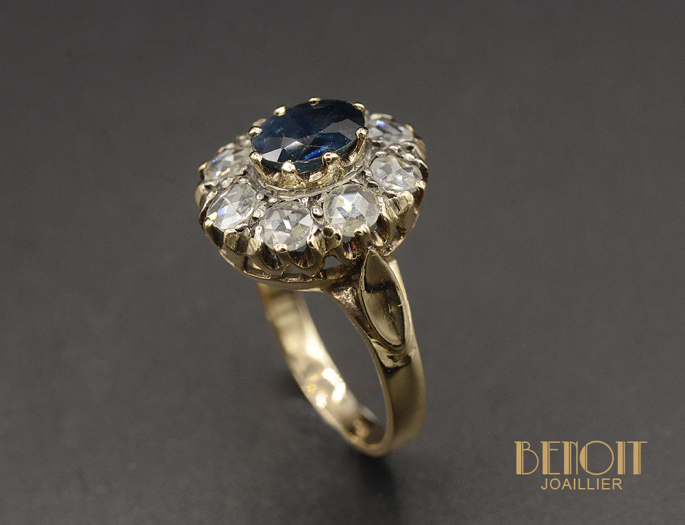 Bague Pompadour Saphir Diamants - Image 3