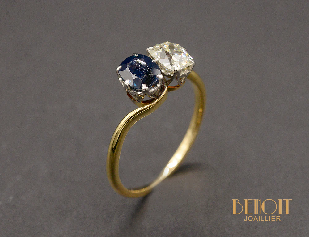 Bague Toi et Moi Saphir Diamant