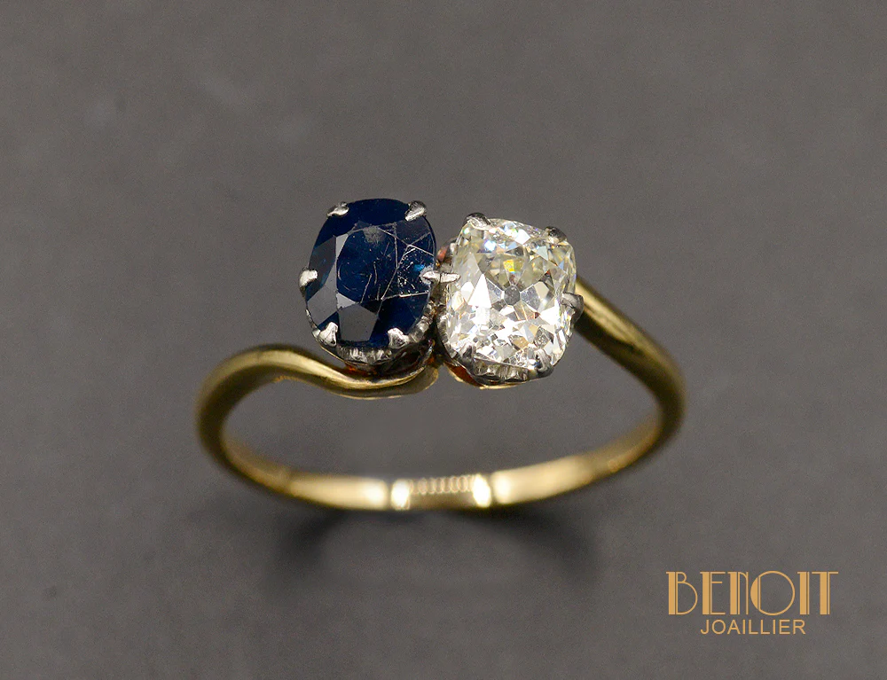 Bague Toi et Moi Saphir Diamant - Image 2