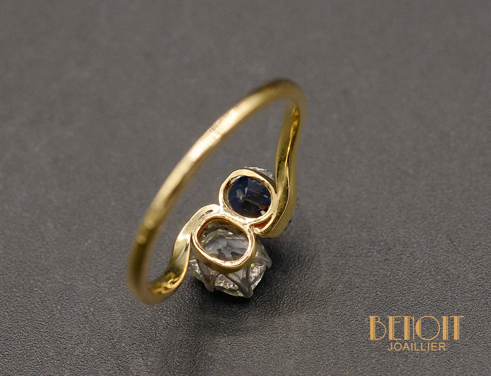 Bague Toi et Moi Saphir Diamant - Image 4