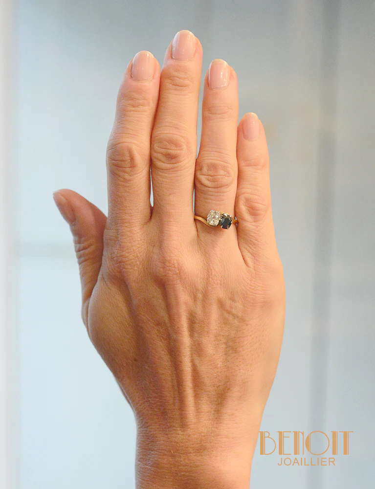 Bague Toi et Moi Saphir Diamant - Image 5