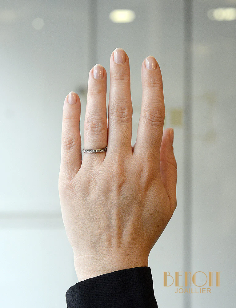 Alliance Tour Complet Diamants Taille Rose et Platine - Image 5