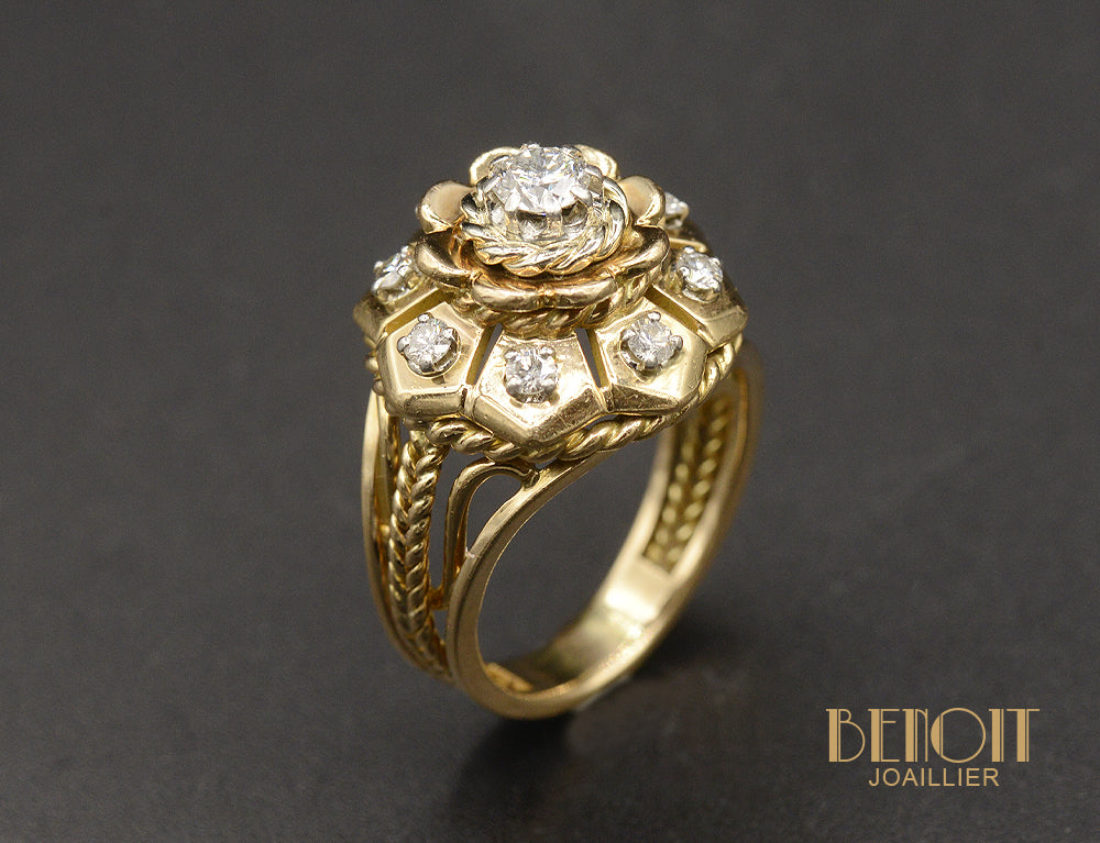 Bague Dôme Fleur Diamants