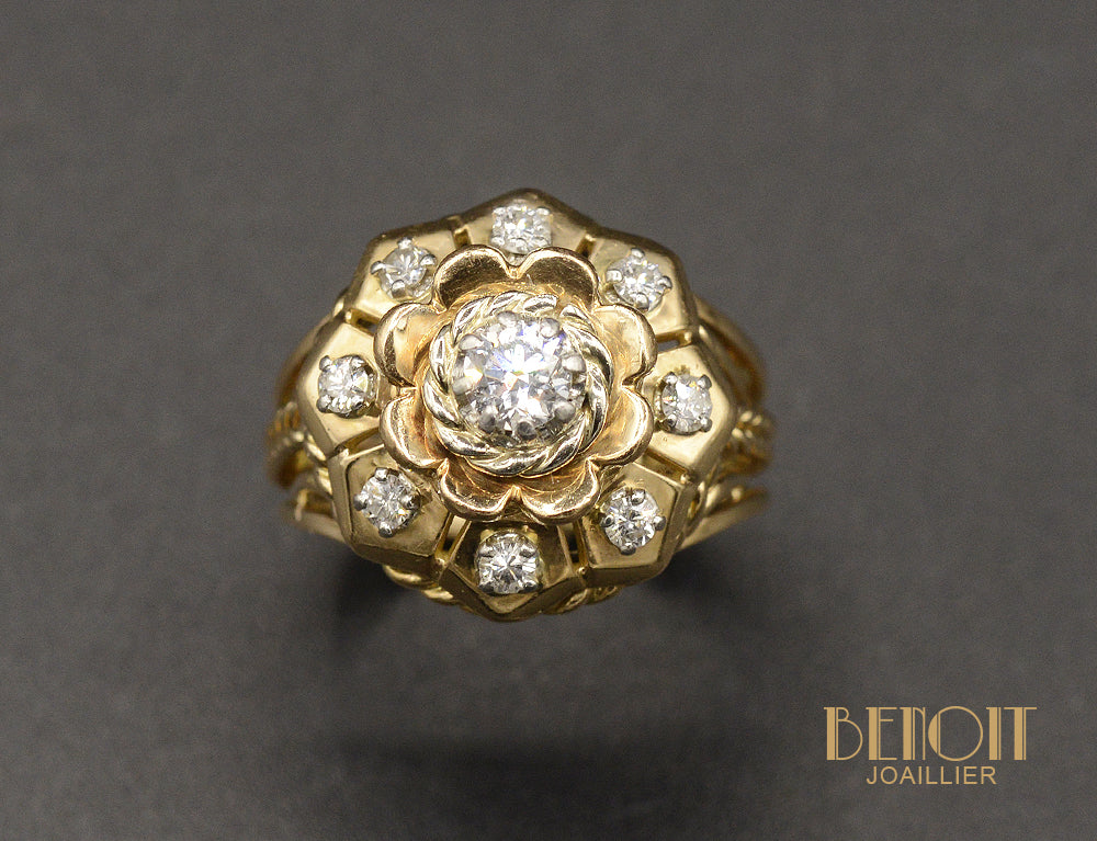 Bague Dôme Fleur Diamants - Image 2