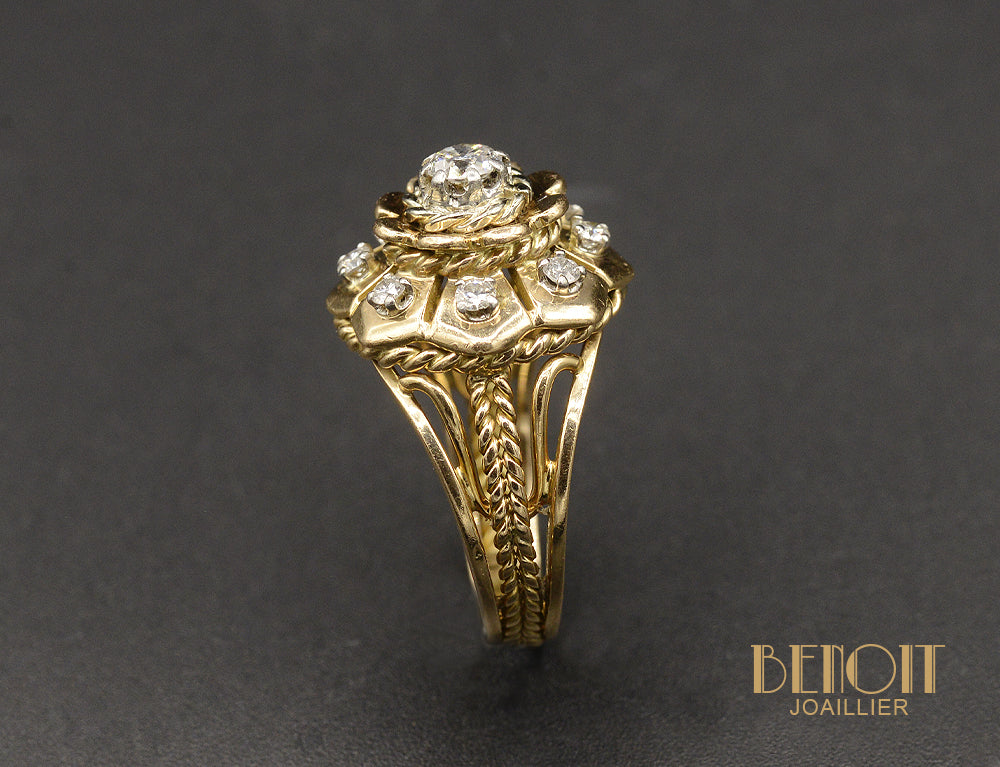 Bague Dôme Fleur Diamants - Image 3