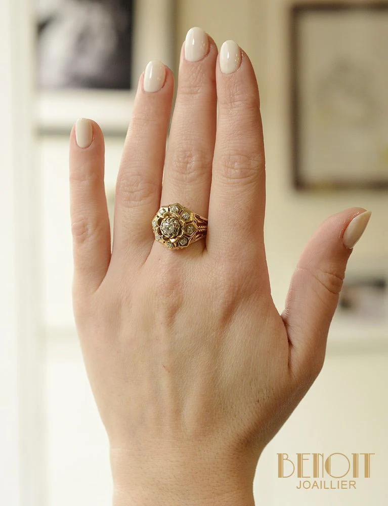 Bague Dôme Fleur Diamants - Image 5