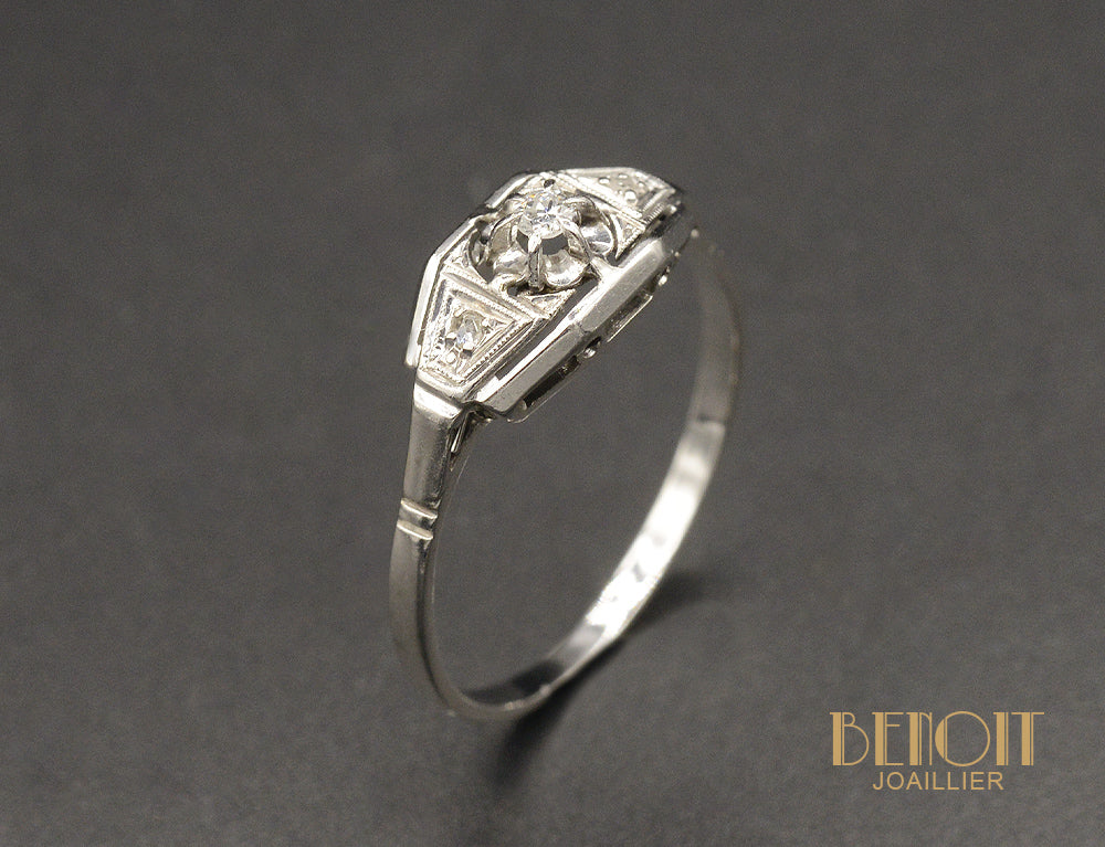 Bague Art Déco Or et Platine