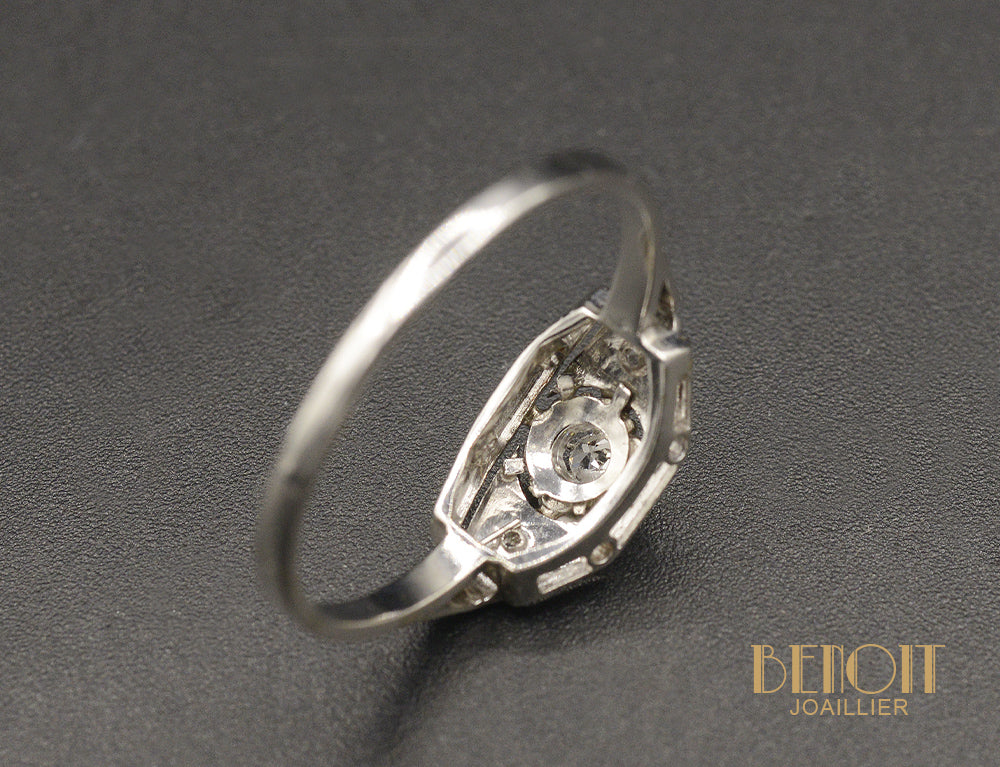 Bague Art Déco Or et Platine - Image 4