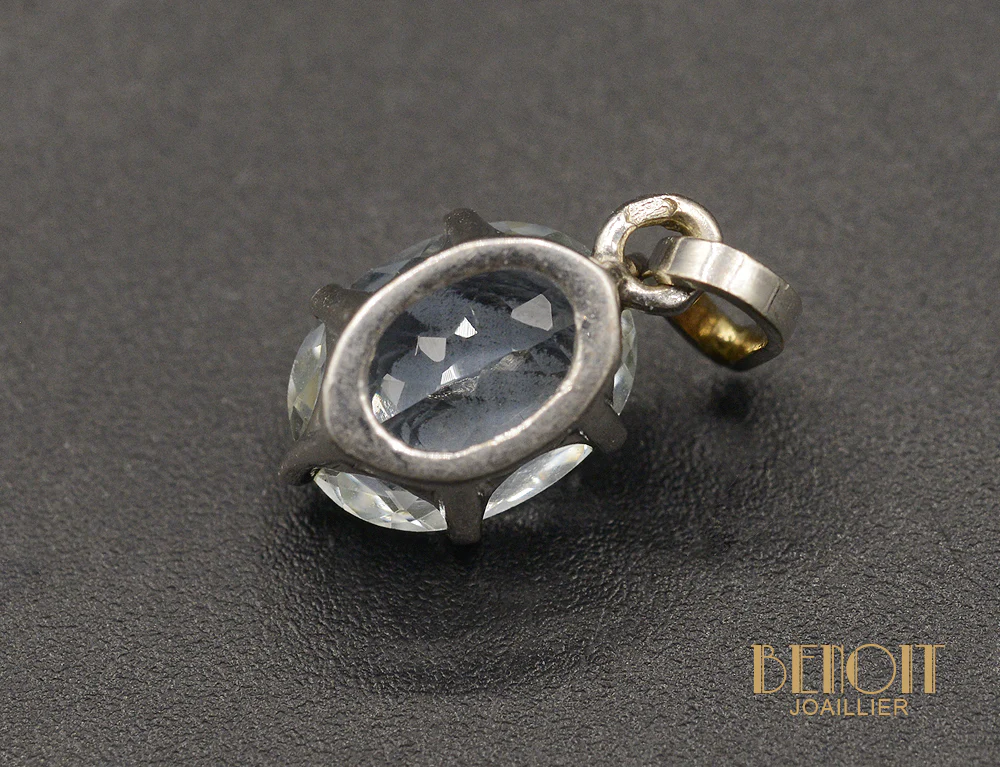 Pendentif Or Blanc et Aigue Marine - Image 2