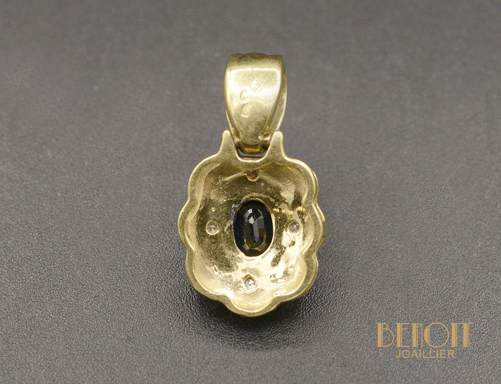 Pendentif Vintage en Deux Ors Saphir - Image 2