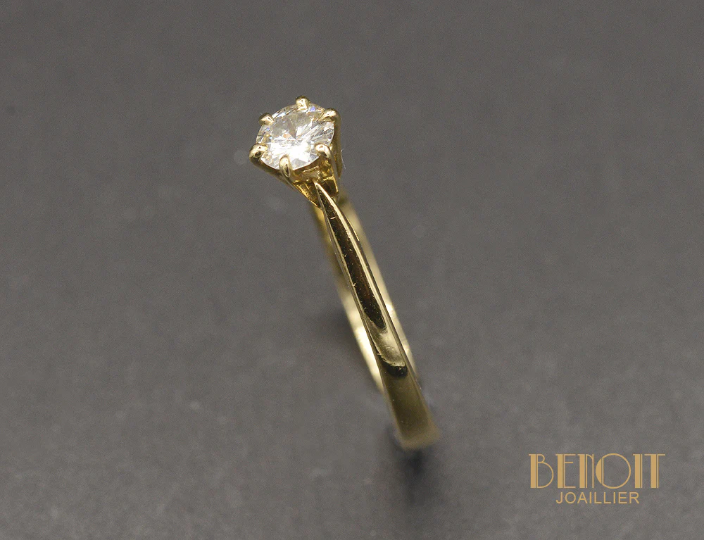 Solitaire Or jaune Diamant ~0.30 ct - Image 3