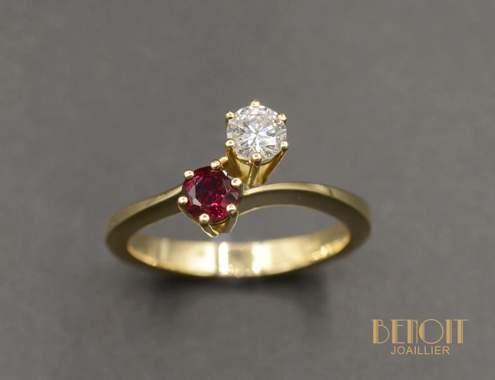 Toi et Moi Contemporain Diamant et Rubis - Image 2