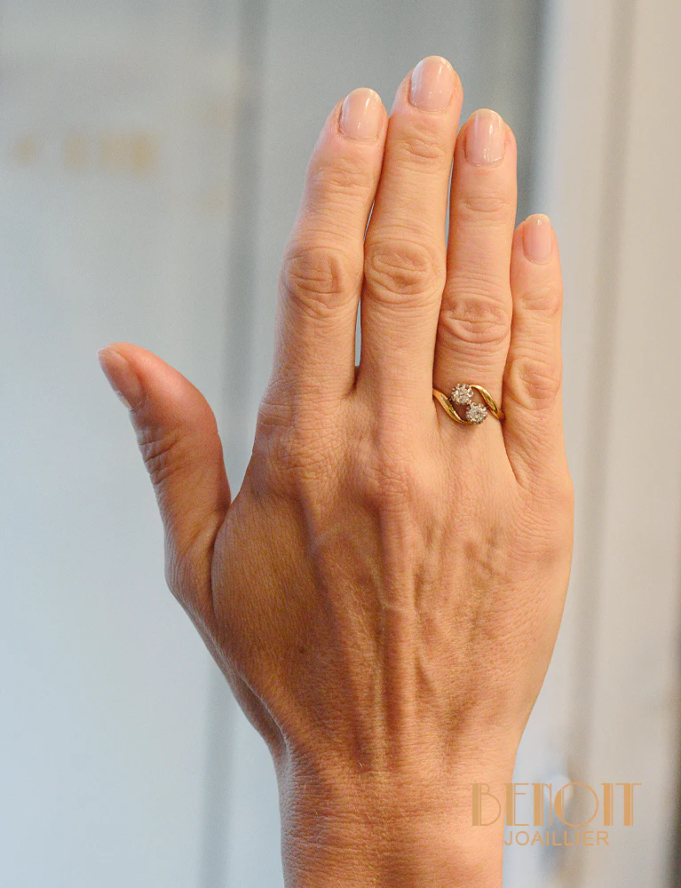Bague Toi et Moi Ancienne Diamant - Image 5