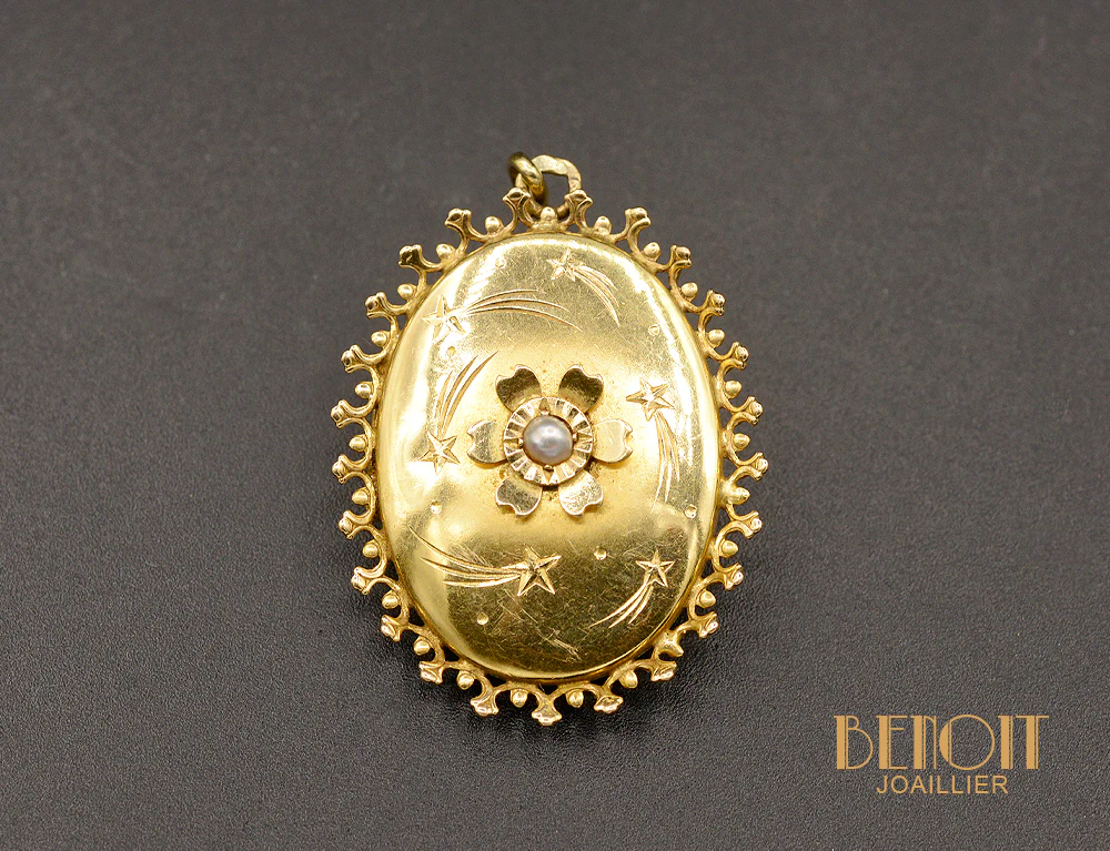 Pendentif Ouvrant Or Jaune et Perle Fine