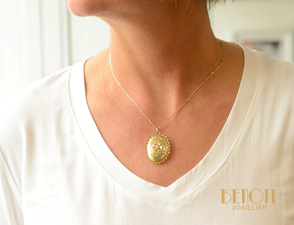 Pendentif Ouvrant Or Jaune et Perle Fine - Image 4