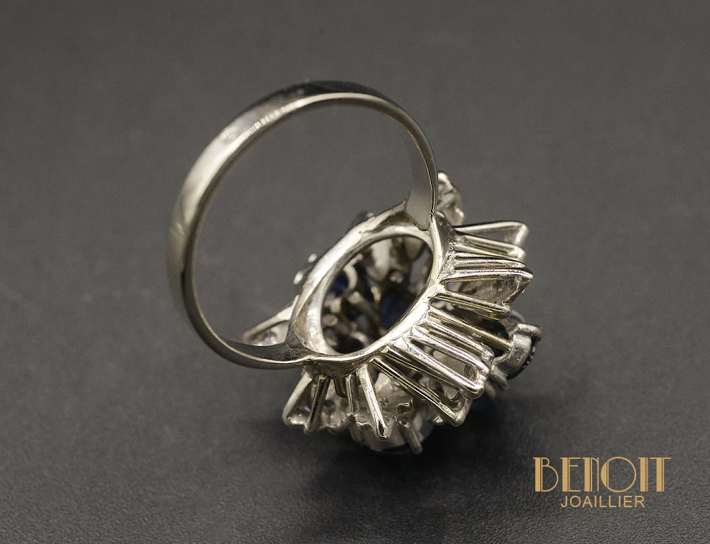 Bague Cocktail Saphirs et Diamants - Image 4