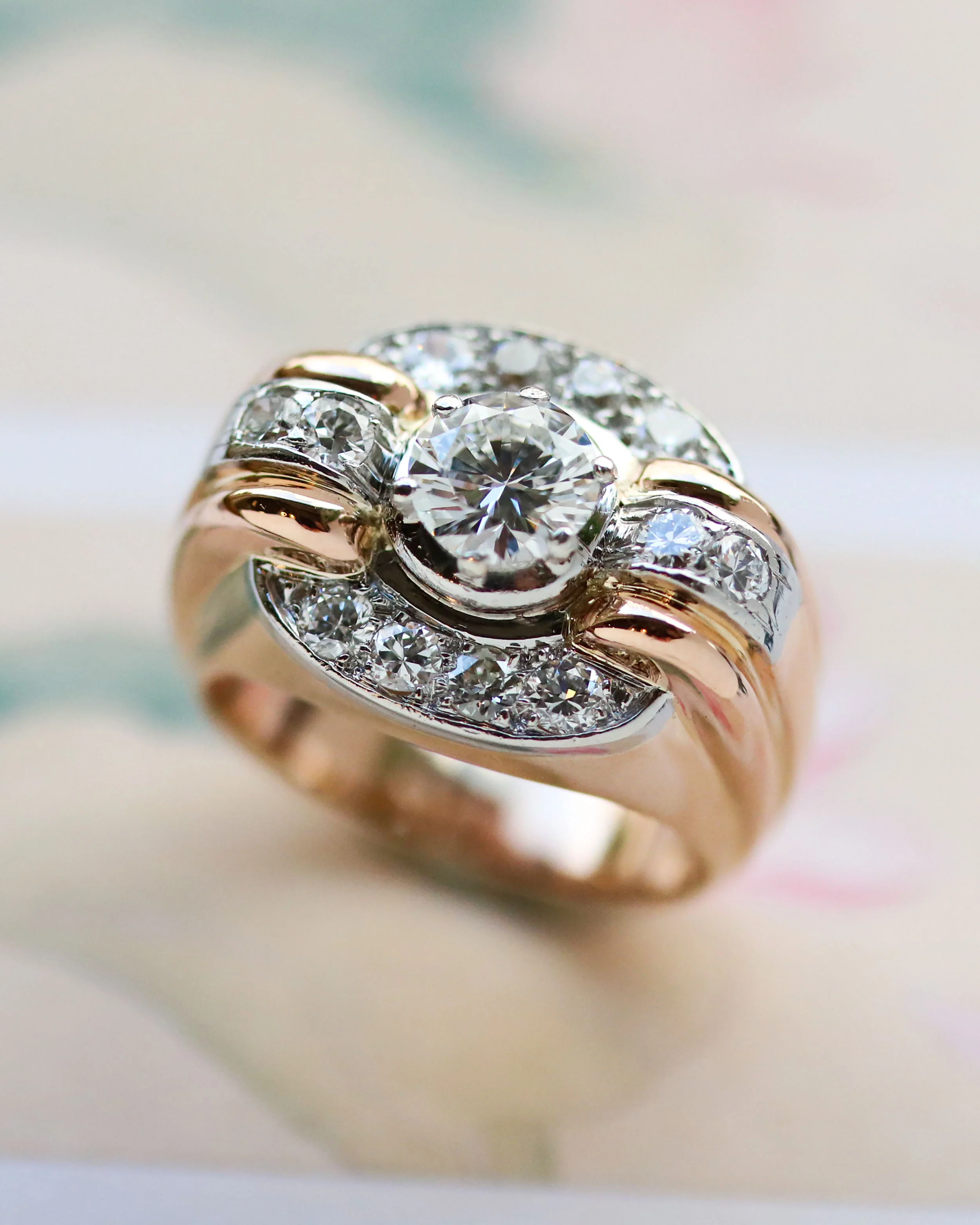 Bague Tank Diamants Or rose