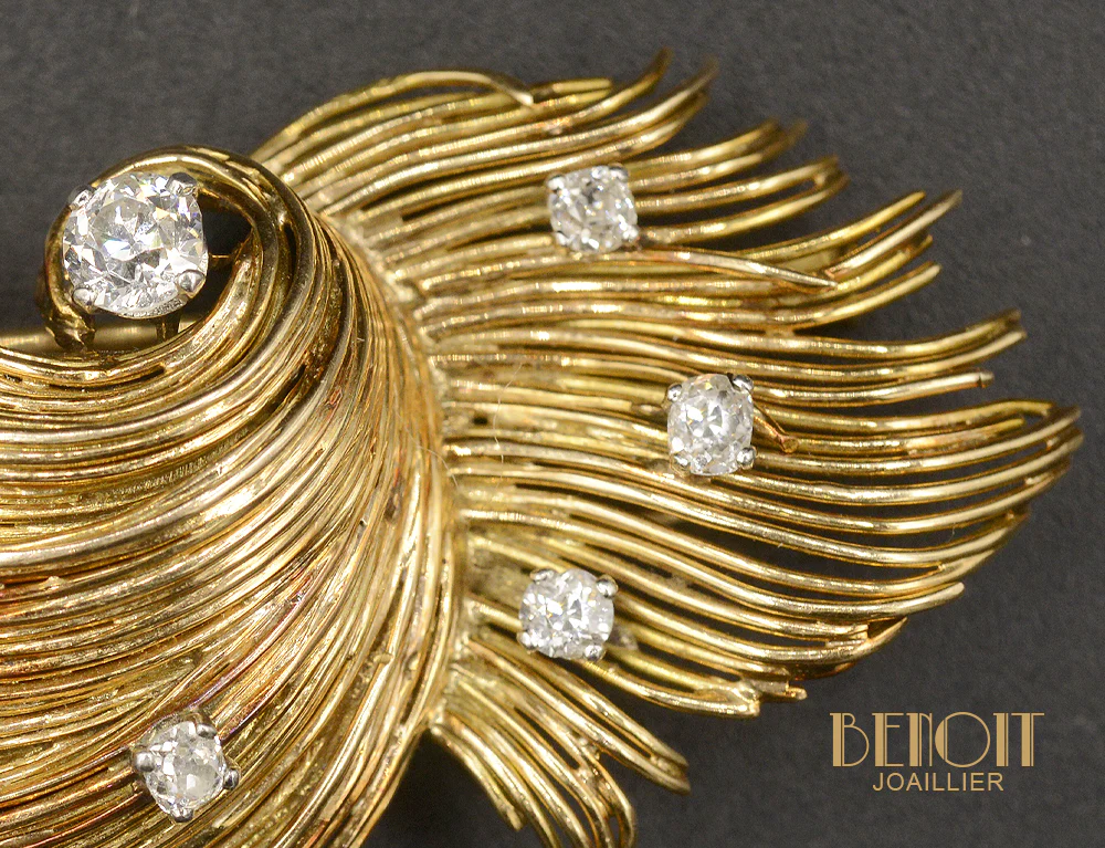 Broche 1950 Fils d'Or et Diamants - Image 2