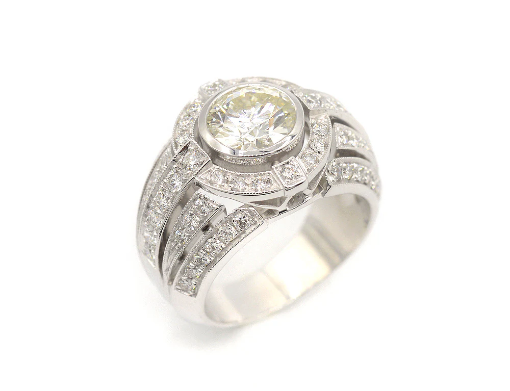 Bague Création Benoit Joaillier "Jonc Art Déco" Diamant 1,99ct L-SI1