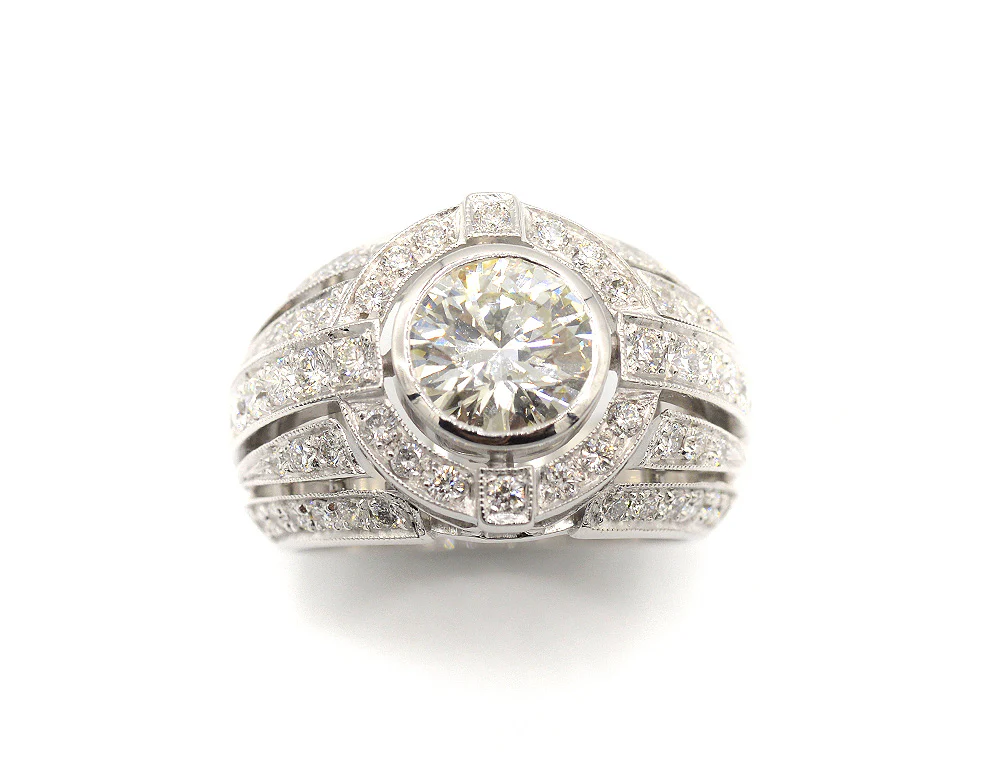Bague Création Benoit Joaillier "Jonc Art Déco" Diamant 1,99ct L-SI1 - Image 2