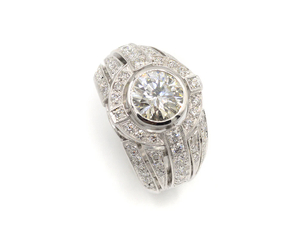 Bague Création Benoit Joaillier "Jonc Art Déco" Diamant 1,99ct L-SI1 - Image 3